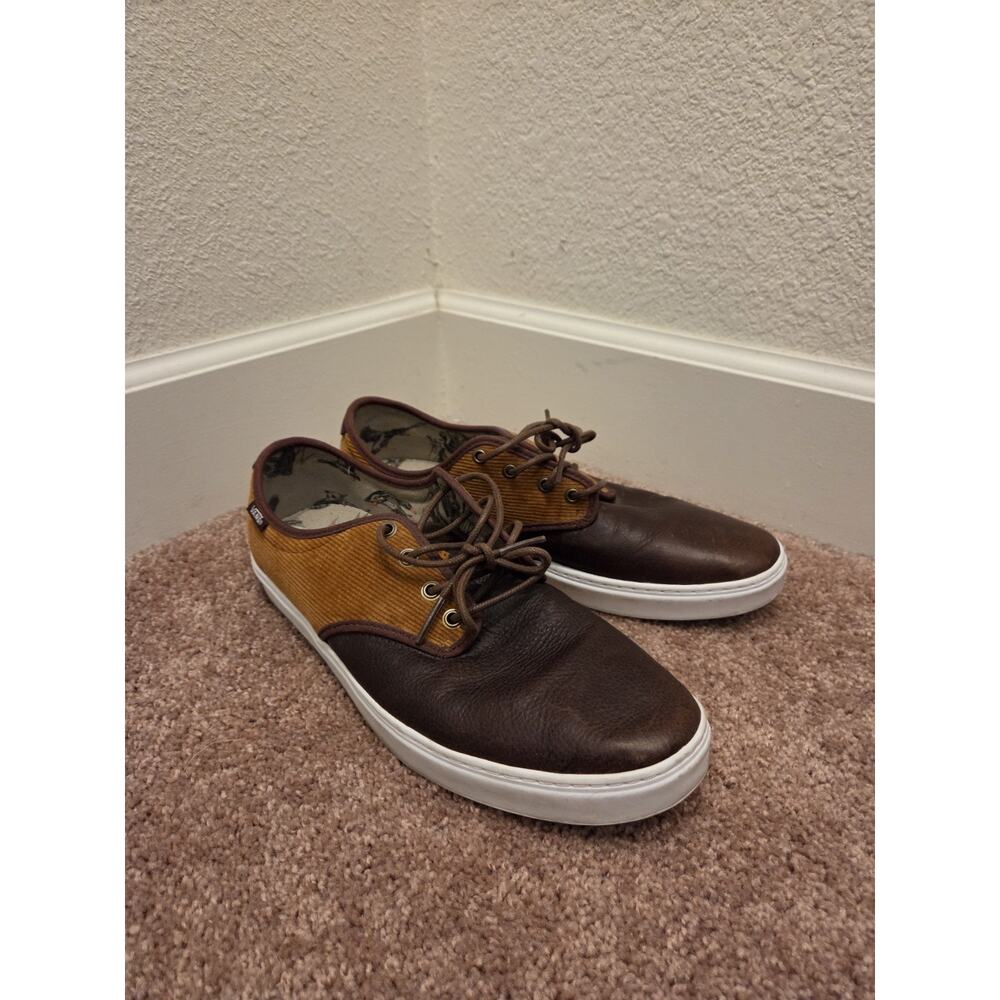 Vans Off The Wall Corduroy Leather Brown Lace Up Low Top Shoes, Men's Size 12 - Picture 2 of 9
